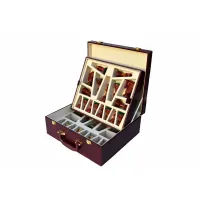 Picture Burgundy leather container for storing chess pieces - The Chess Empire