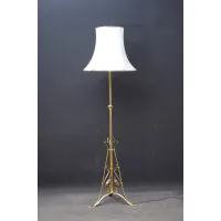 Zdjęcie Elegancka secesyjna mosiężna lampa teleskopowa z 3 słupkami - antyk