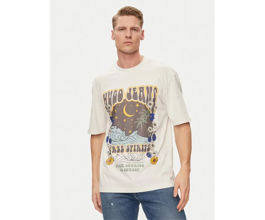 obrazek 1 Hugo T-Shirt Nirito 50513199 Écru Regular Fit HUGO