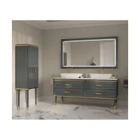 Picture Beautiful Italian Megan bathroom set with a marble countertop and countertop washbasins