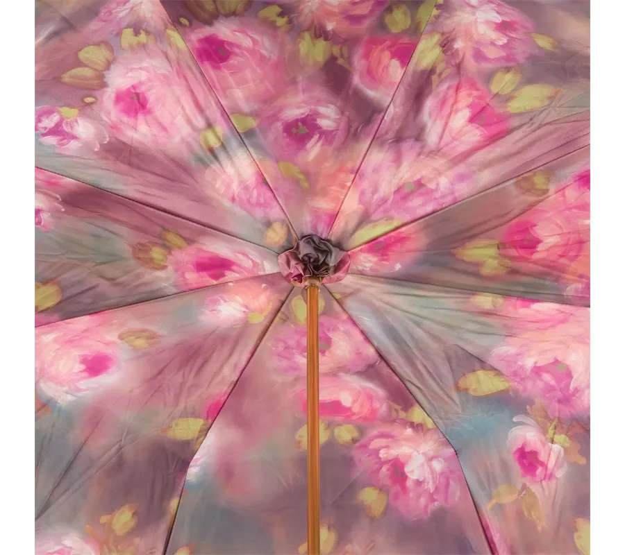 obrazek 3 Stylowy parasol damski w kolorze purpurowym z kwiatowym motywem ozdobnym – Pasotti