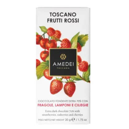 Zdjęcie Włoska mini czekolada Frutti Rossi ciemna z owocami, 20g