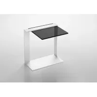 Zdjęcie Designerski szklany stolik z białą lakierowaną strukturą - Tonelli Design