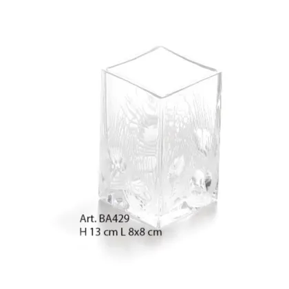 Zdjęcie Piękny włoski pojemnik na szczoteczki z kryształu z ręcznie grawerowaną figurką pawia – Il Paralume Marina