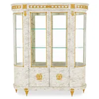 Picture A stylish display case covered with mother of pearl for the living room or dining room