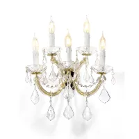 Picture Wall lamp with a soft gold frame covered with clear glass arms and transparent Asfour Crystal pendants - Il Paralume Marina