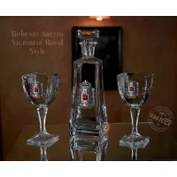Zdjęcie Karafka i kieliszki Bohemia z bursztynem -