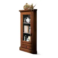 Picture Elegant Italian display case with a lower corner drawer and a door
