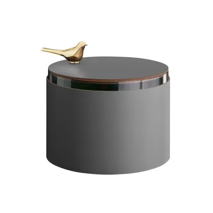 Zdjęcie Stylowe szare skórzane pudełko Ø15xH10 cm