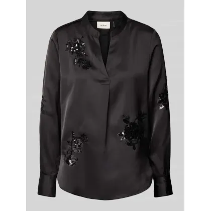 Zdjęcie Bluzka koszulowa o kroju regular fit z cekinowym obszyciem