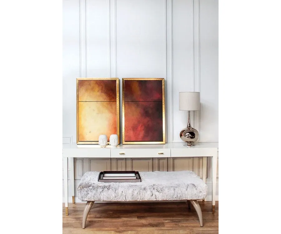 picture 3 Luxurious bench in fabric and lacquered wood - Ana Roque