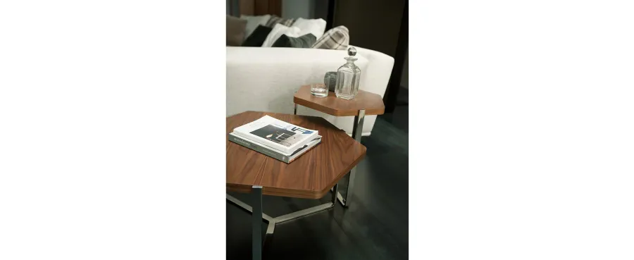 obrazek 3 Designerski, heksagonalny, drewniany stolik do salonu - Casadesus