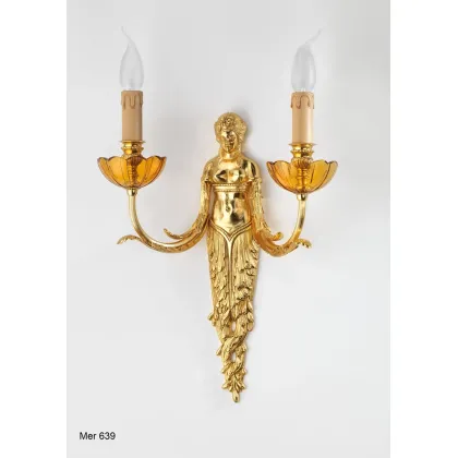 Zdjęcie Kinkiet z pozłacanego brązu z kryształowymi elementami