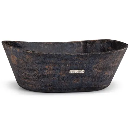 Zdjęcie Designerska umywalka 50 cm LIBRA BASIC – DARK STONE, niebieski, ochra i czarny, lakier matowy