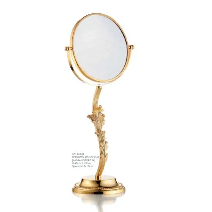 Zdjęcie Piękne lusterko z powiększeniem (2×) z odlewanymi liśćmi akantu z mosiądzu - Il Paralume Marina