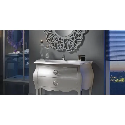 Zdjęcie Blat z mineralnego marmuru i zaokrąglona umywalka - Zanini