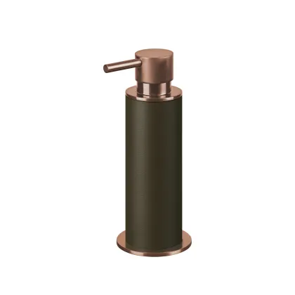 Picture Olive bathroom dispenser Ø7xH19 cm with leather finish