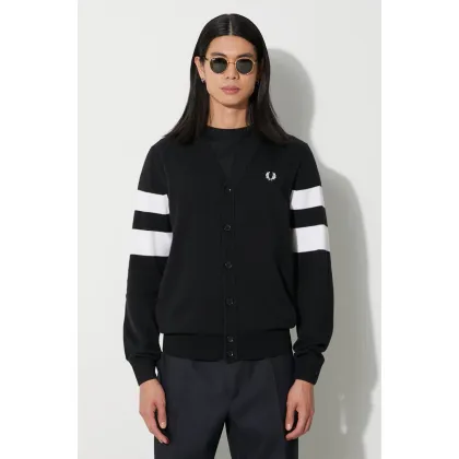 Zdjęcie Fred Perry kardigan wełniany kolor czarny K5534.102