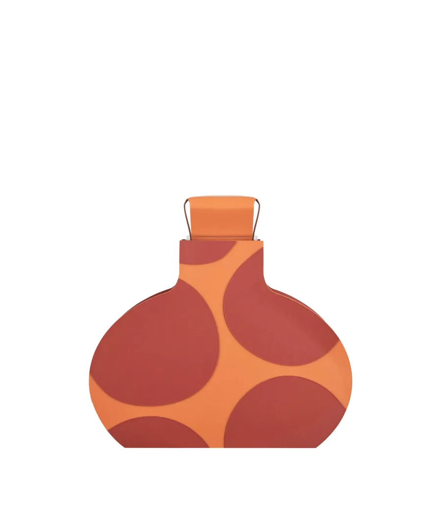 obrazek 1 Piękny wazon Otto 9x37xH38 cm wykonany ze skóry w kolorze koniakowym i bordowym