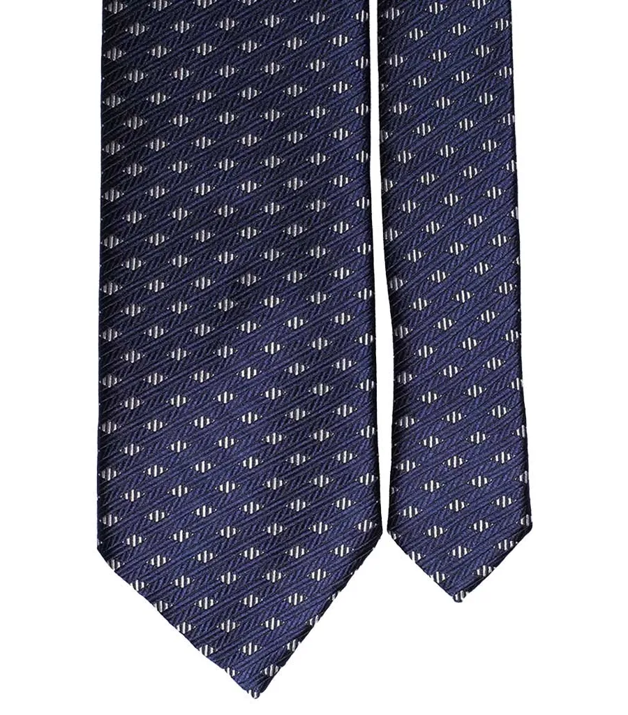 obrazek 2 Elegancki, granatowy krawat w złote romby