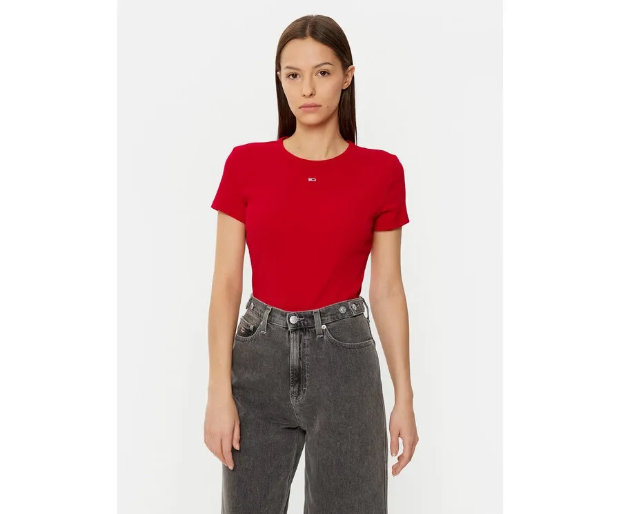 obrazek 1 Tommy Jeans T-Shirt Essential DW0DW17383 Czerwony Slim Fit