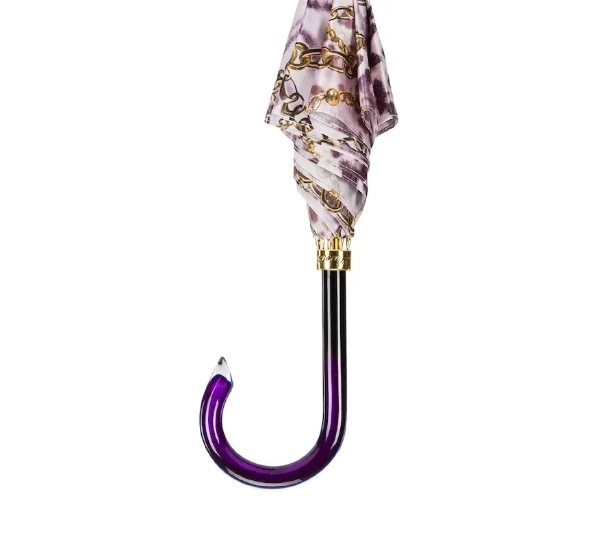 obrazek 8 Stylowy fioletowy parasol damski zdobiony subtelnym motywem – Pasotti