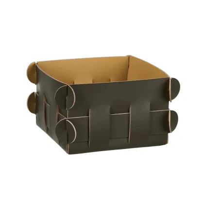 Zdjęcie Stylowy mały koszyk Shlesser 13x13xH8 cm w kolorze ciemnej oliwki