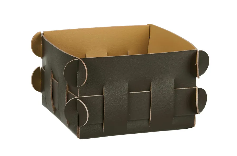 obrazek 1 Stylowy mały koszyk Shlesser 13x13xH8 cm w kolorze ciemnej oliwki