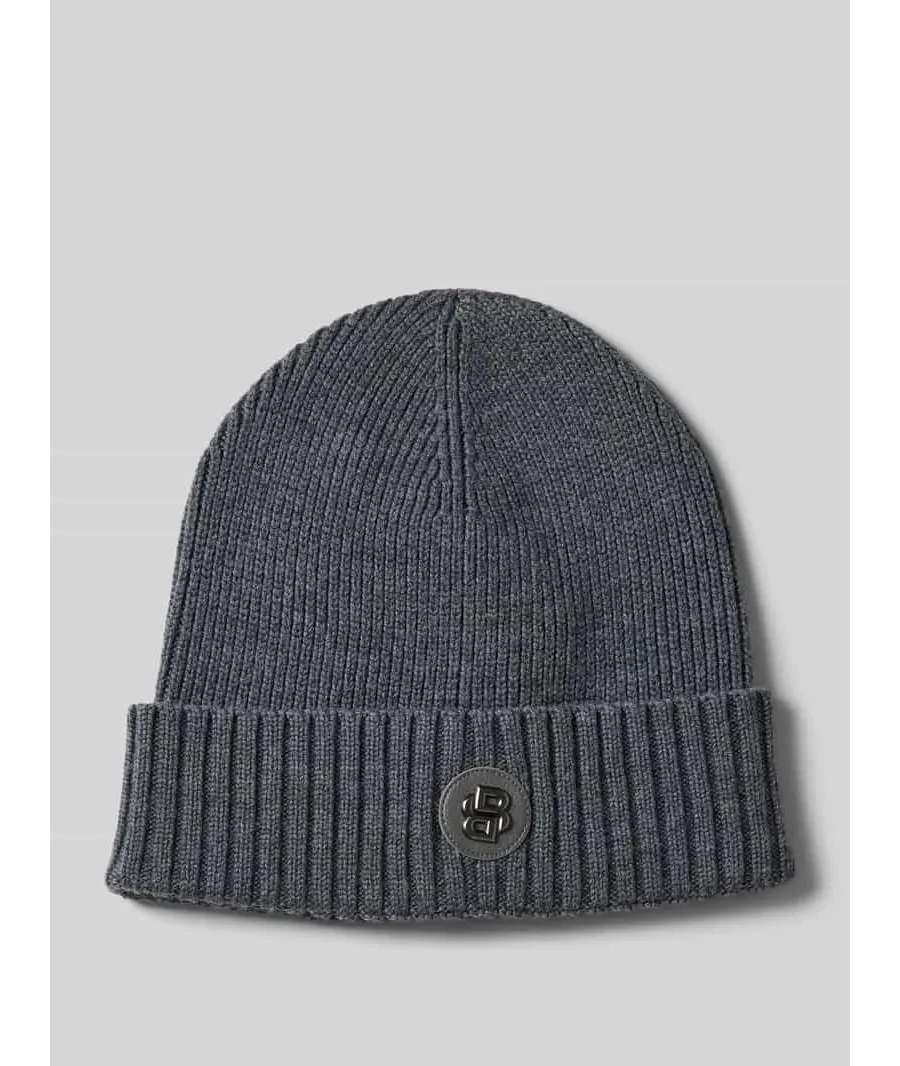 obrazek 1 Czapka beanie z żywej wełny z detalem z logo model ‘Fati’