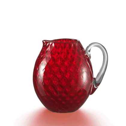Zdjęcie Luksusowy czerwony dzbanek włoskie szkło Murano