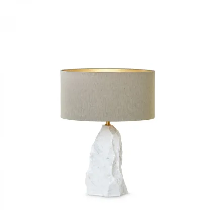 Picture Marble table lamp with silk shade - Ginger & Jagger