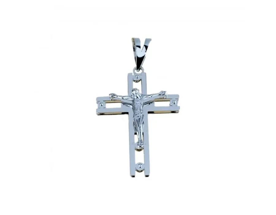 obrazek 1 Cudowny włoski krzyż z Chrystusem 32x23mm