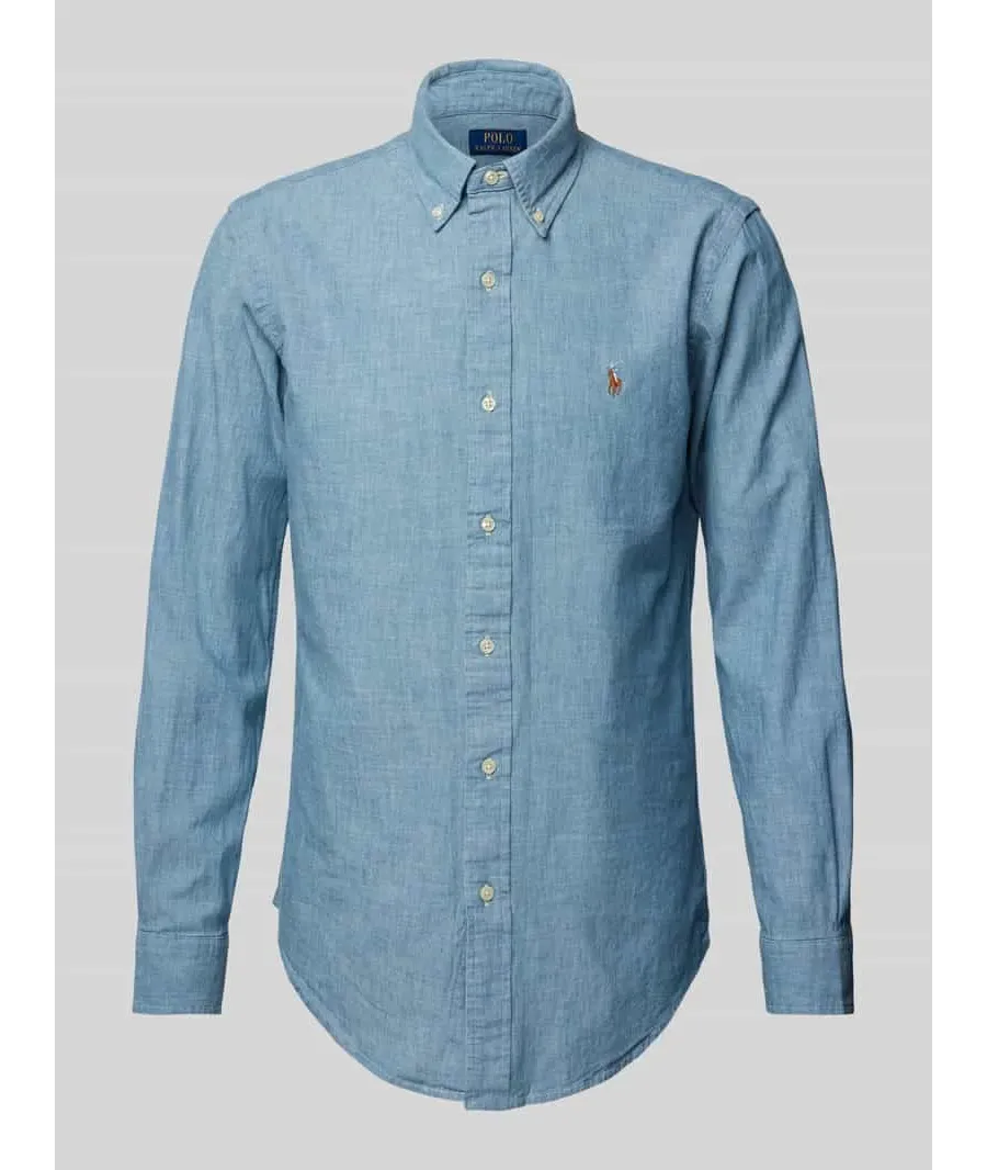 obrazek 1 Koszula casualowa o kroju regular fit z wyhaftowanym logo model ‘CHAMBRAY’