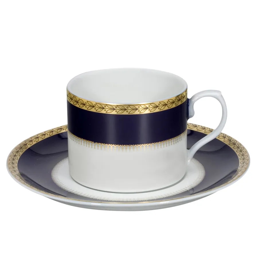 obrazek 1 Porcelanowa filiżanka do herbaty Brest ze spodkiem ze złotym motywem dekoracyjnym - Vista Alegre