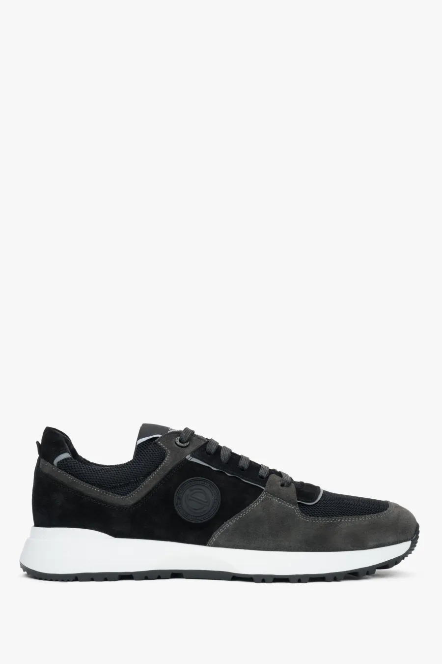 obrazek 1 Estro: Czarno-szare sneakersy męskie z włoskiego weluru i skóry naturalne Premium
