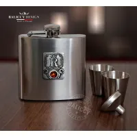 Picture Steel amber hip flask - monogram