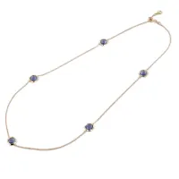 Picture Women's necklace with purple quartz crystals and rose gold