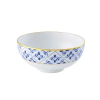Picture Transatlântica porcelain soup bowl with floral decorative ornament and gold rim - 4 pieces - Vista Alegre