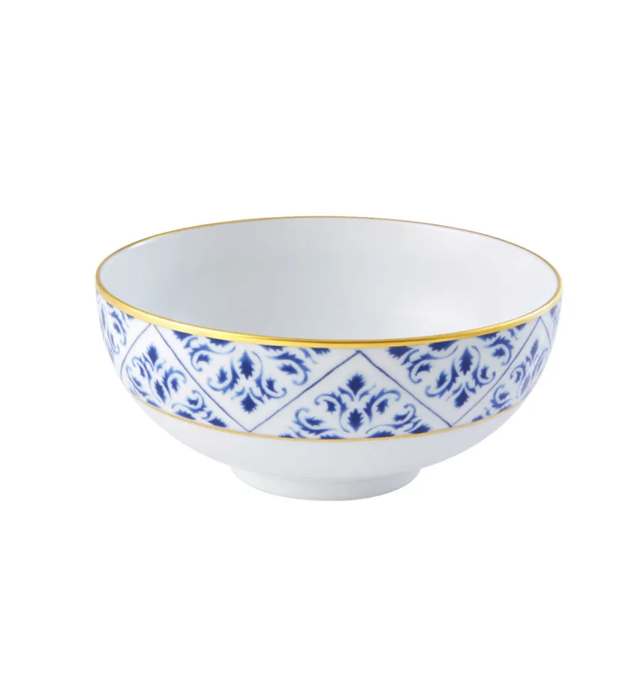 obrazek 1 Miska na zupę z porcelany Transatlântica z roślinnym ozdobnym ornamentem i złotym obrzeżem - Vista Alegre