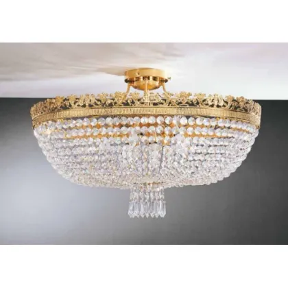 Zdjęcie Rewelacyjna lampa sufitowa z kryształu i pozłacanego brązu