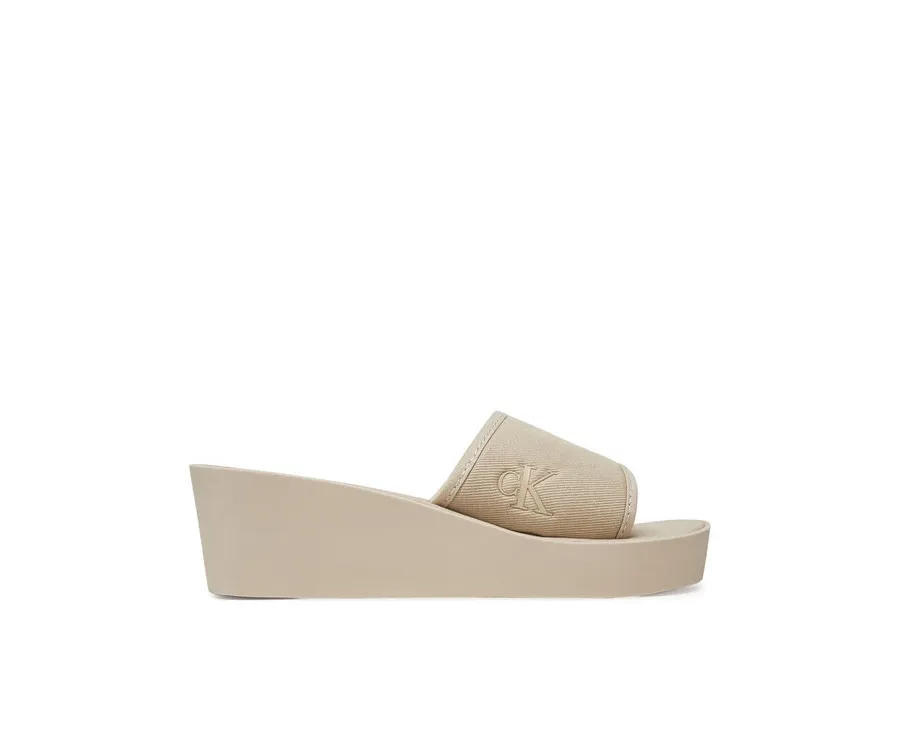 obrazek 1 Calvin Klein Jeans Klapki Beach Wedge Slide Canvas YW0YW01725 Beżowy