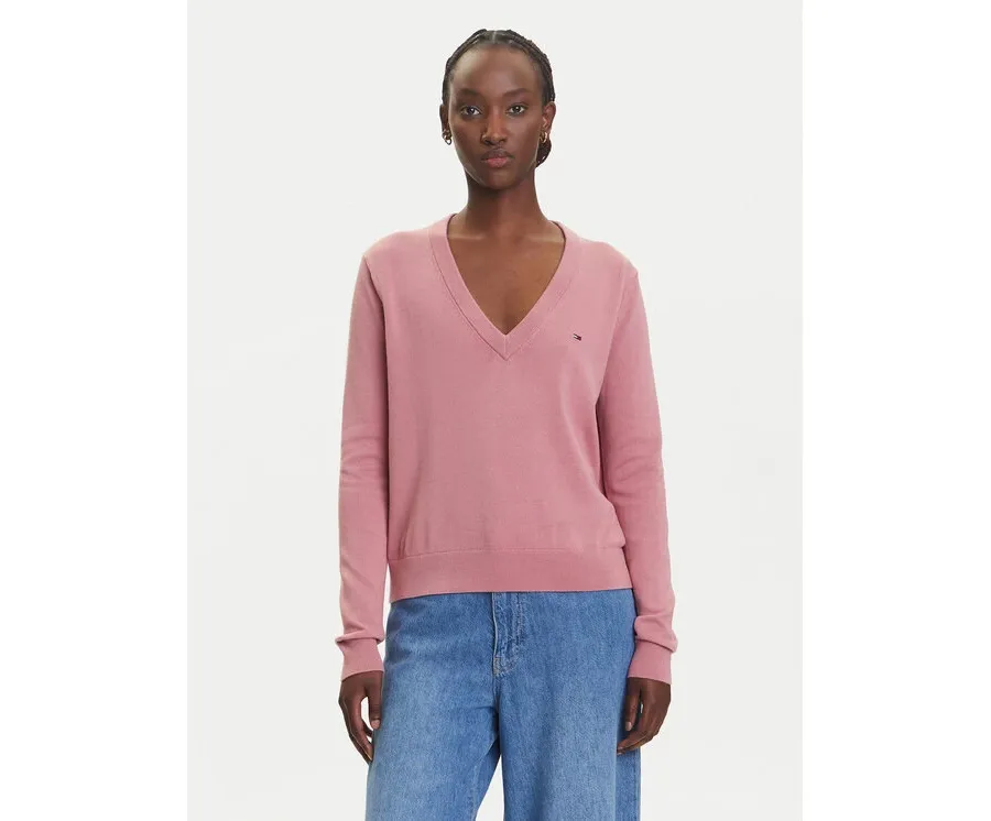 obrazek 1 Tommy Jeans Sweter Essential DW0DW19888 Różowy Regular Fit