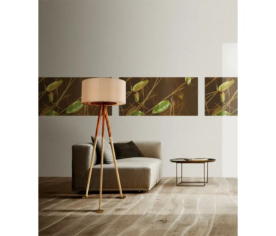obrazek 1 Lampa podłogowa Gold Scales z drzewa żelaznego z możliwością wprowadzenia zmian