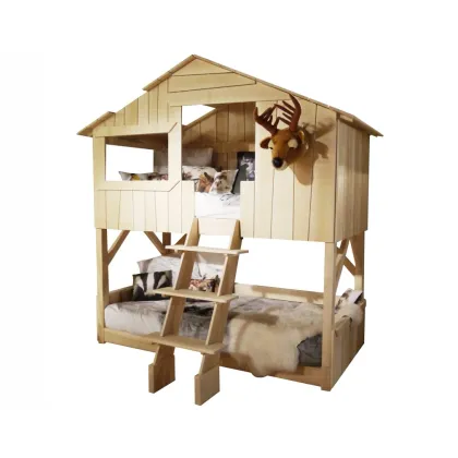 Zdjęcie Piętrowe łóżko domek z litego lipowego drewna - Mathy by Bols