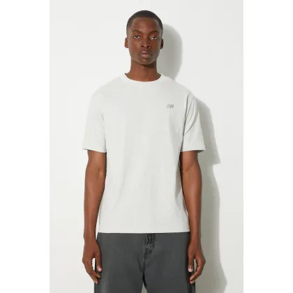 Zdjęcie New Balance t-shirt bawełniany MT41533AHH męski kolor szary z aplikacją