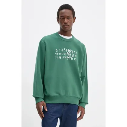 Zdjęcie MM6 Maison Margiela bluza bawełniana męska kolor zielony z nadrukiem SH2GU0011.M25004