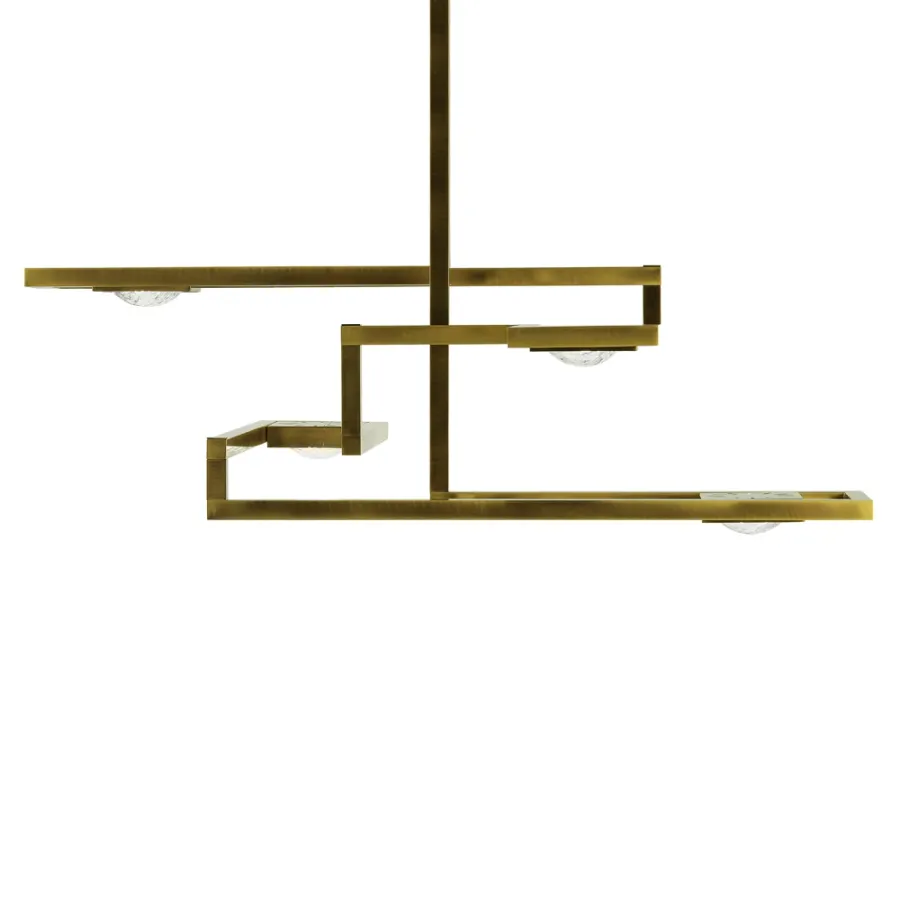 obrazek 1 Prostokątna mosiężna lampa wisząca H.79xL.110xP.85 cm