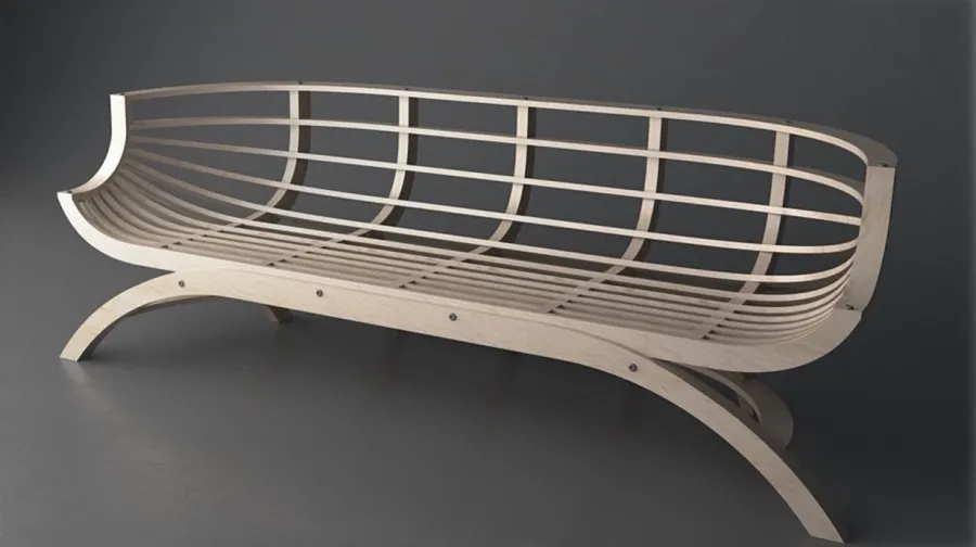 obrazek 1 Designerska ława do poczekalni ze sklejki