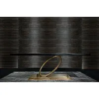 Picture Designer, unusual oak table finished with oxidized brass - Bamax
