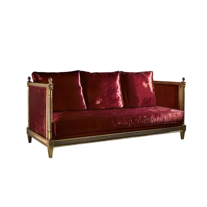 Zdjęcie Klasyczna sofa ELIZABETH - antyczne złoto i czerwień - Collecion Alexandra